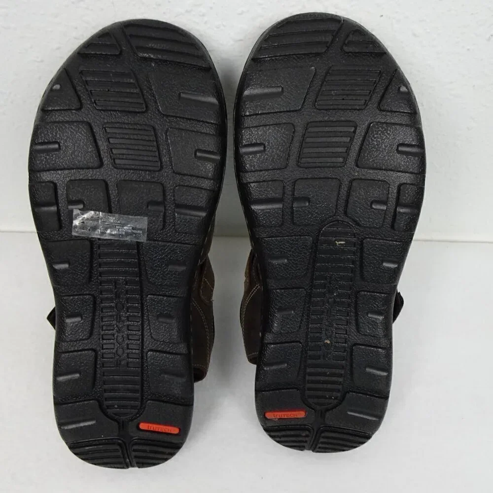 Rockport Fisherman Sandals Men’s Size 10 Brown Leather Casual Comfort Easy Close